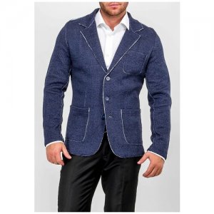Пиджак трикотажный мужской G136-KF-гранж (джинс/белый), Прямой силуэт / Сlassic fit, цвет Синий, размер 48 GREG. Цвет: синий
