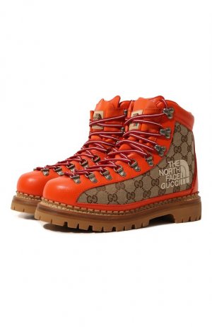 Комбинированные ботинки North Face x Gucci. Цвет: оранжевый