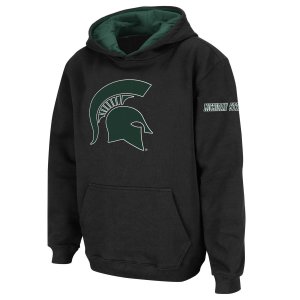 Черный пуловер с капюшоном большим логотипом Youth Stadium Athletic Michigan State Spartans Unbranded