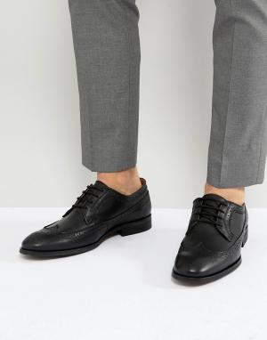 Черные кожаные броги со шнуровкой Zign. Цвет: черный