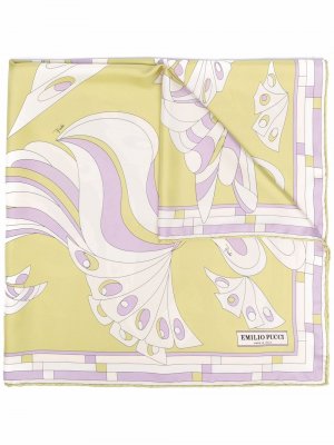 Шелковый платок с принтом Farfalle Emilio Pucci. Цвет: бежевый