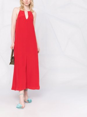 Шелковое платье с V-образным вырезом Alysi. Цвет: красный