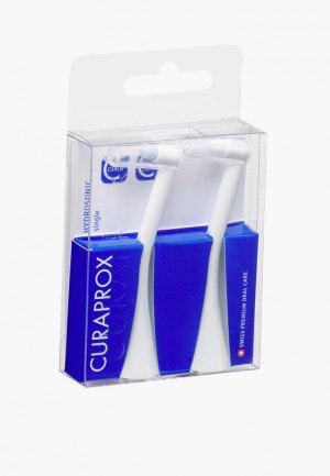 Комплект насадок для зубной щетки Curaprox Hydrosonic PRO, максимально эффективной чистки, жесткая щетина Pro Single, набор из 2 штук. Цвет: белый