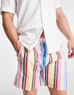 Многоцветные полосатые шорты в стиле ретро от комплекта -Multi Vintage Supply