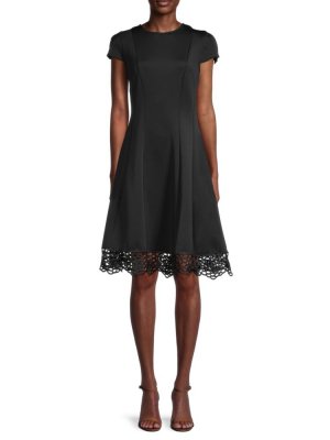 Платье А-силуэта с кружевной отделкой , черный Donna Ricco