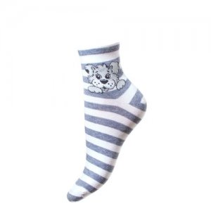 Носки детские Собачка Красная ветка С542, Белый, Серый, 16-18 (размер обуви 23-26). Цвет: серый/белый