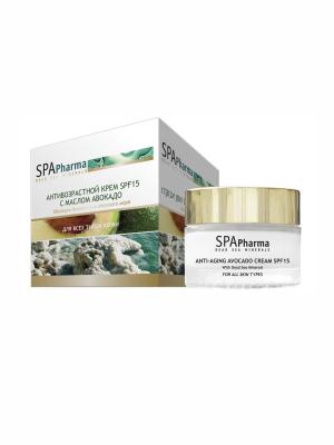 Антивозрастной крем SPF15 с маслом Авокадо для всех типов кожи Spa Pharma. Цвет: белый