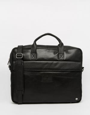Черный кожаный портфель Peter Werth. Цвет: черный