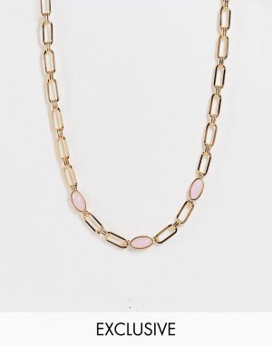 Золотистое короткое ожерелье в стиле унисекс с сиреневыми камнями Inspired-Золотистый Reclaimed Vintage