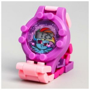 Часы наручные электронные Радуга Дэш, My Little Pony, с ремешком-конструктором. Цвет: розовый