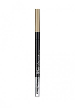 Карандаш для бровей Maybelline New York Brow Precise Micro Pencil, + щеточка, оттенок 1, Темный блонд. Цвет: бежевый