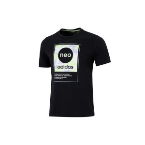 Neo Casual Round Neck Large Logo T-Shirt Men Tops Black HC9712 Adidas