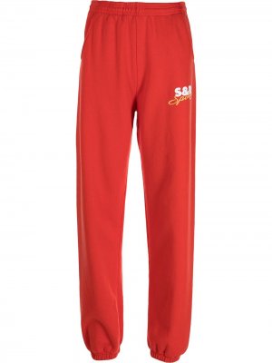Спортивные брюки с завышенной талией и логотипом Sporty & Rich. Цвет: красный