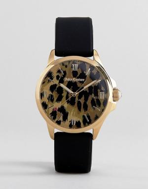 Часы с леопардовым принтом на циферблате Juicy Couture. Цвет: черный