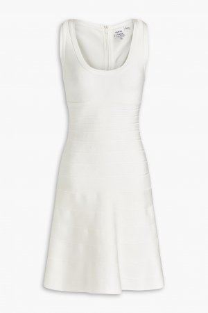 Платье мини с рифленой повязкой HERVÉ LÉGER, белый Léger