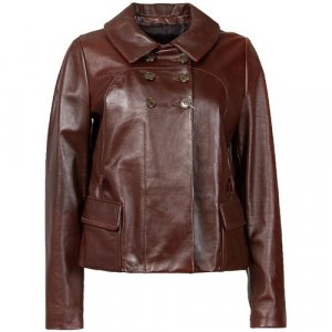 Кожаная куртка , средней длины, подкладка, размер 44, коричневый Max Mara. Цвет: коричневый