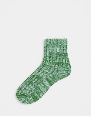 Уютные носки до щиколотки меланжевого оттенка -Зеленый цвет Topshop
