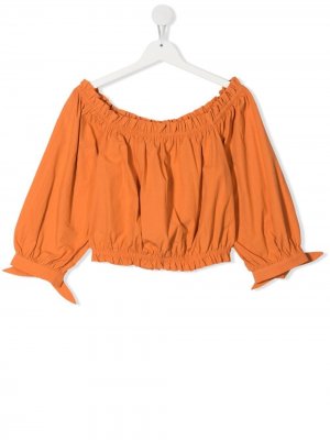Укороченная блузка со сборками TWINSET Kids. Цвет: оранжевый