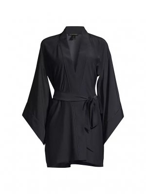 Шелковый халат в стиле кимоно Kiki De Montparnasse, черный Montparnasse