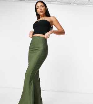 Зауженная юбка макси цвета хаки -Зеленый Vesper Tall