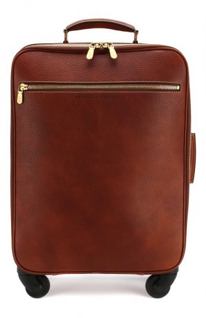 Кожаный дорожный чемодан Brunello Cucinelli. Цвет: коричневый