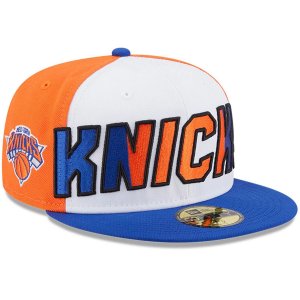 Мужская облегающая шляпа New Era белого/синего цвета York Knicks Back Half 9FIFTY