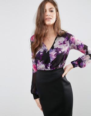 Блузка с длинными рукавами и цветочным принтом Jessica Wright. Цвет: мульти