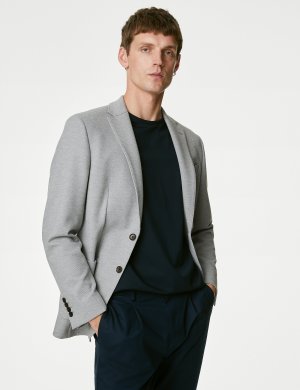 Фактурная куртка из эластичного джерси , светло-серый Marks & Spencer
