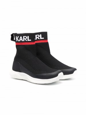 Кроссовки-носки Karl Lagerfeld Kids. Цвет: черный