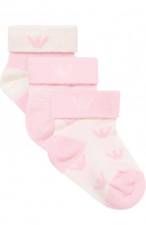 Комплект из трех пар носков Armani Junior. Цвет: розовый