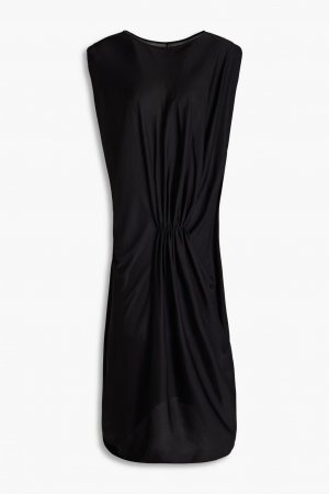 Платье миди из атласного джерси с драпировкой и сборками , черный Maison Margiela