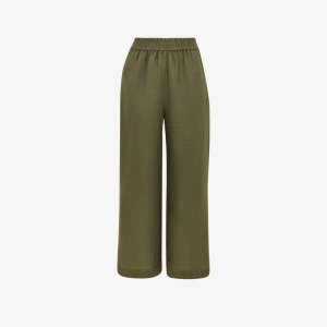 Укороченные льняные брюки со средней посадкой и широкими штанинами , зеленый Whistles