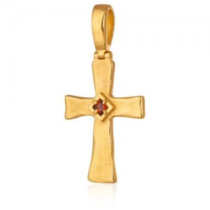 Крест из серебра с квадратным камнем (25412) София. Цвет: желтый/белый