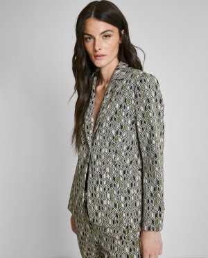 Женский пиджак с геометрическим принтом , зеленый Trucco