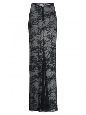 Кружевная макси-юбка с цветочным принтом , черный Alaïa