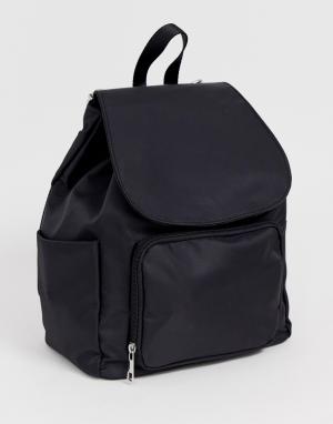 Тканевый рюкзак с карманом спереди ASOS DESIGN. Цвет: черный