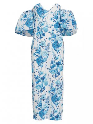 Платье миди с открытыми плечами и цветочным принтом Tati , синий Borgo De Nor