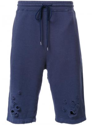 Спортивные шорты с потертой отделкой Maison Mihara Yasuhiro. Цвет: синий
