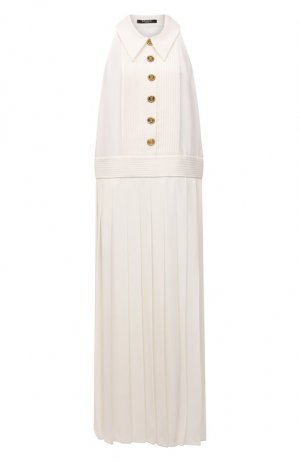 Платье из вискозы Balmain. Цвет: белый