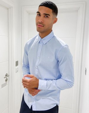 Приталенная рубашка с длинными рукавами -Синий Calvin Klein