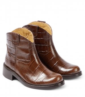 Ботинки Santiag из кожи с эффектом крокодила , коричневый Bonpoint
