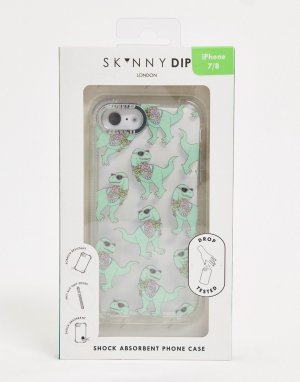 Чехол для iPhone с принтом динозавров и блестками -Зеленый Skinnydip