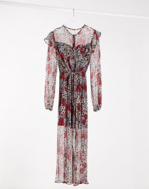 Разноцветное платье миди с длинными рукавами -Многоцветный Stevie May