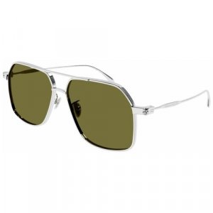 Солнцезащитные очки , серебряный, зеленый Alexander McQueen. Цвет: черный