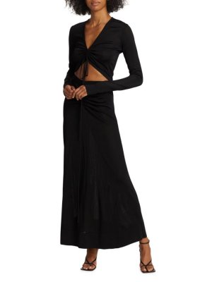 Платье макси Rilia с вырезами, черный Altuzarra