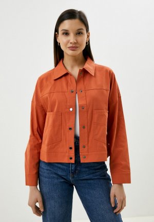 Куртка джинсовая Adele Fashion. Цвет: оранжевый