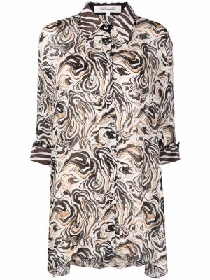 Marble-print longline shirt DVF Diane von Furstenberg. Цвет: бежевый