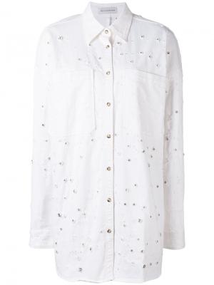 Джинсовая рубашка с потертостями Faith Connexion. Цвет: белый