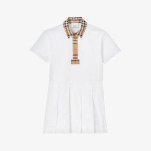 Рубашка-поло в клетку Sigrid винтажном стиле, платье из эластичного хлопка, 3–14 лет , белый Burberry