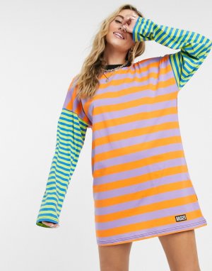 Платье-футболка в стиле oversized полоску с цветными блоками-Мульти The Ragged Priest